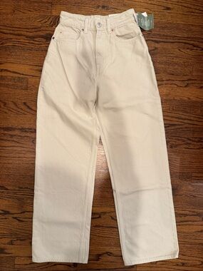 H&M Cream Straight High Waist Jeans Denim Size 2 NWT